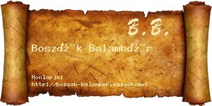 Boszák Balambér névjegykártya